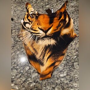 SKIMS CAVALLI Orange and Black Patterned Swimsuit